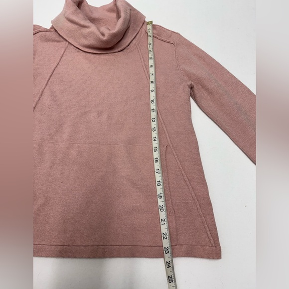 Cable & Gauge Cowl Neck Sweater Soft Pink Kangaroo Pocket Size Small Petite - Picture 4 of 9